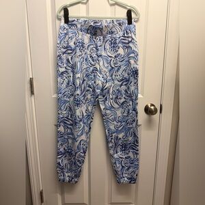 Lilly Pulitzer Rici stretch pants size M white and blue don’t be jelly